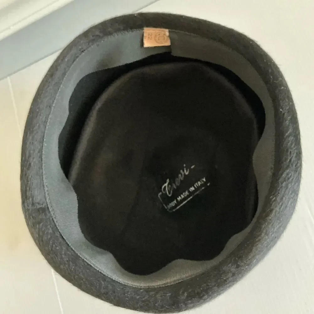 Vintage Trevi faux fur black hat size 22
